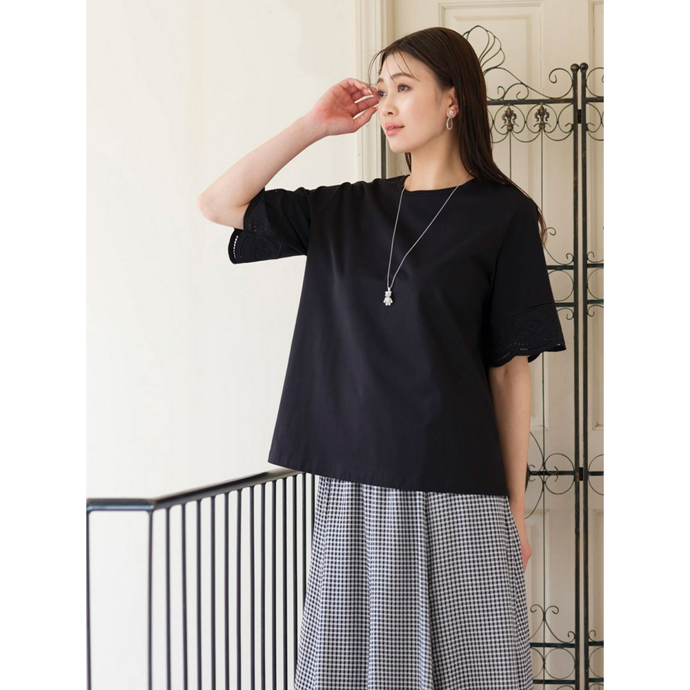 刺繍スリーブコットンＴシャツ4