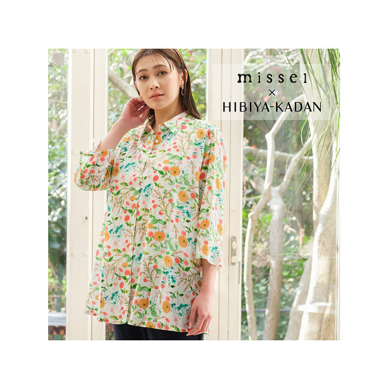〔日比谷花壇コラボ〕コットンシフォン・フラワープリントシャツ【アリノマ/Alinoma】 〔日比谷花壇コラボ〕コットンシフォン・フラワープリントシャツ【アリノマ/Alinoma】