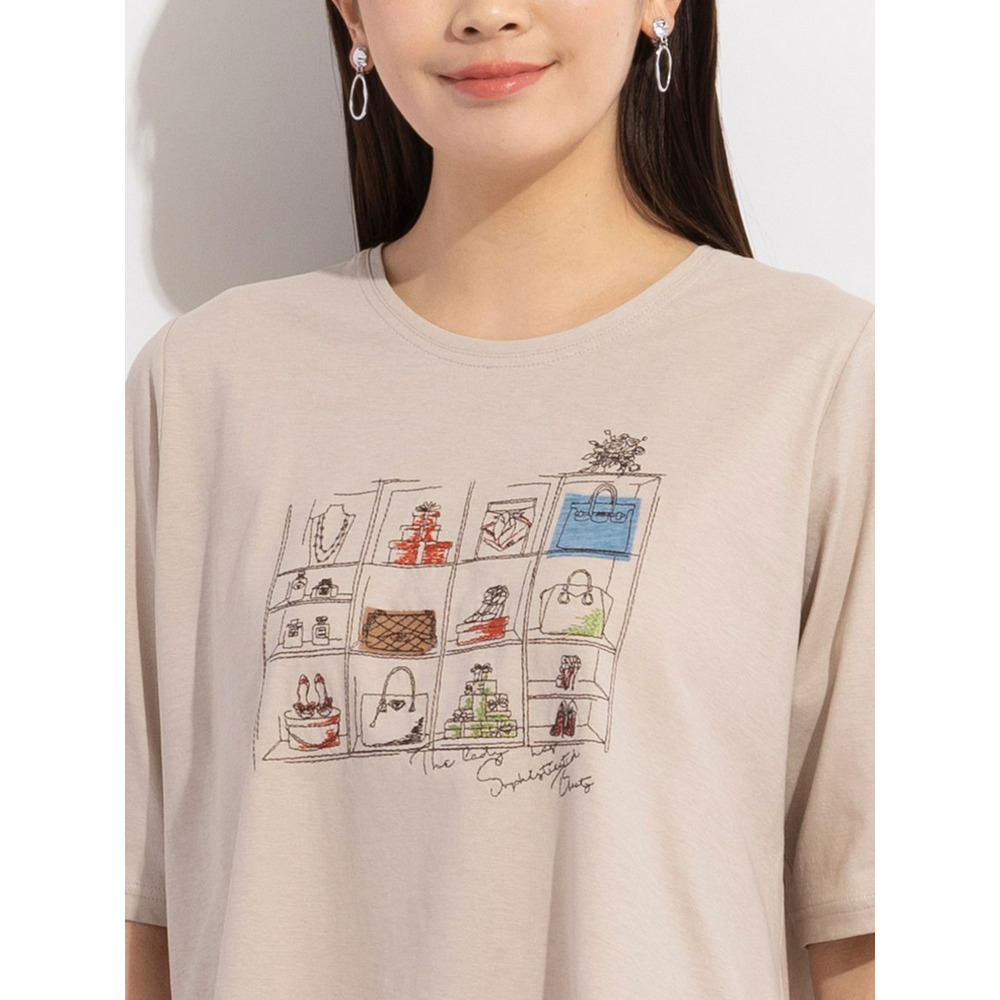 モチーフ刺繍コットンTシャツ4