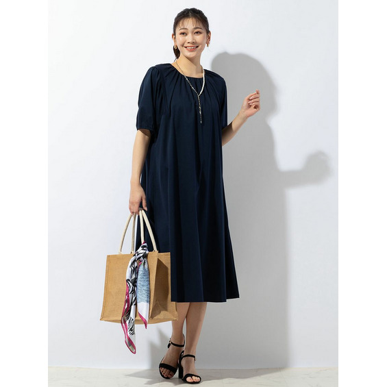 接触冷感「涼」 パフスリーブワンピース【アリノマ/Alinoma】 接触冷感「涼」 パフスリーブワンピース【アリノマ/Alinoma】