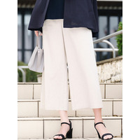 麻混ストレッチ ワイドクロップドパンツ