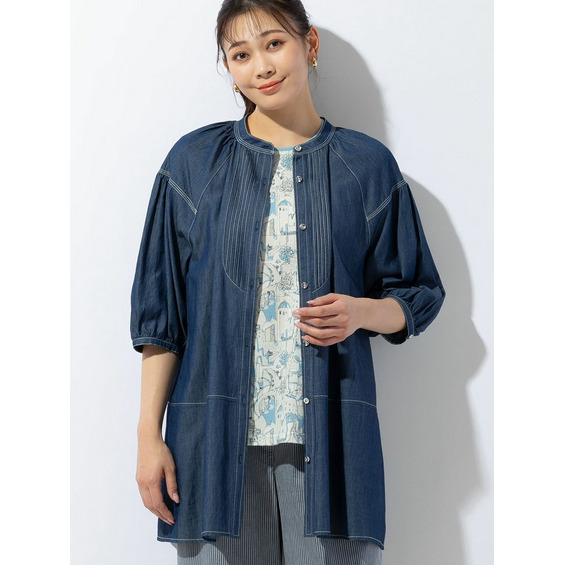 2オンス シャンブレーデニムチュニックシャツ【アリノマ/Alinoma】 2オンス シャンブレーデニムチュニックシャツ【アリノマ/Alinoma】