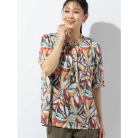 トロピカルリーフプリントTシャツ