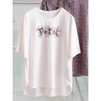 Petal刺繍 ラウンドヘムTシャツ