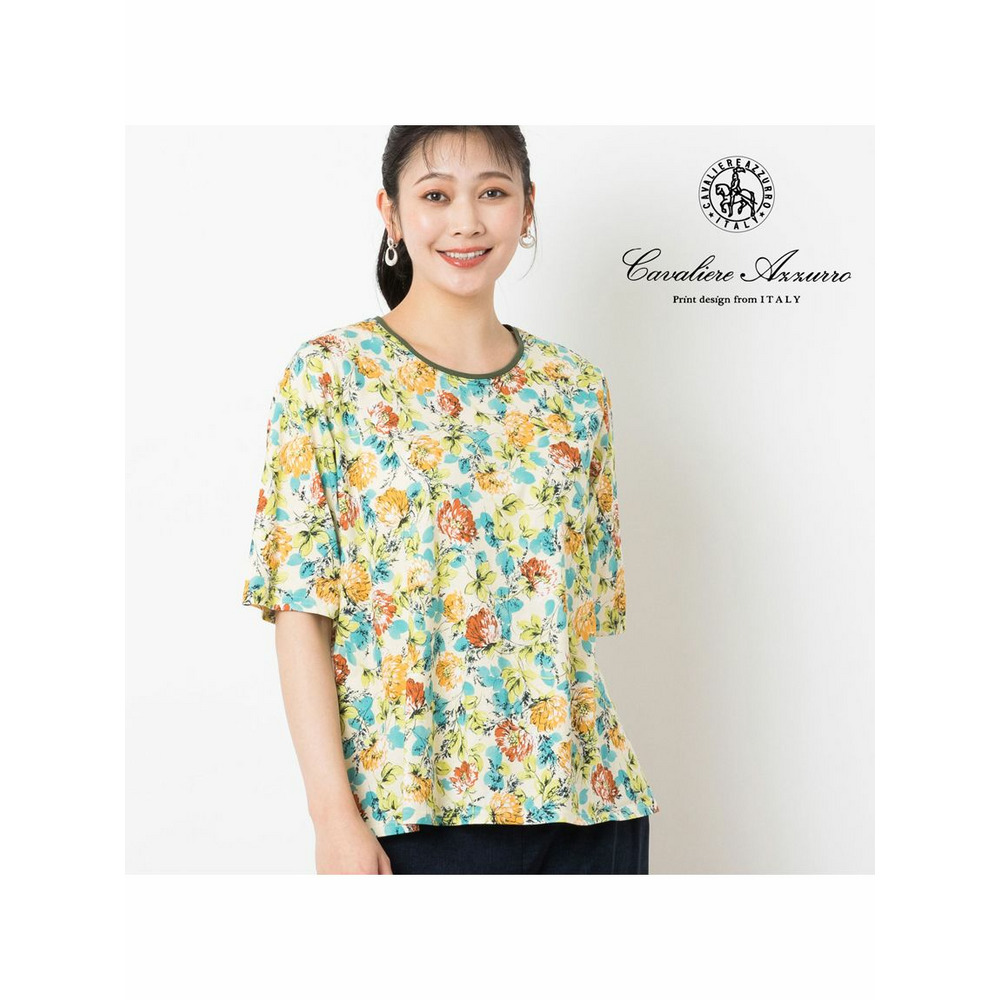 〔Cavaliere Azzurro〕アートフラワーTシャツ イエロー 1