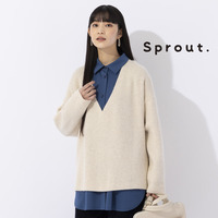 【Sprout.】アンゴラ混ウール　深Vネックニット