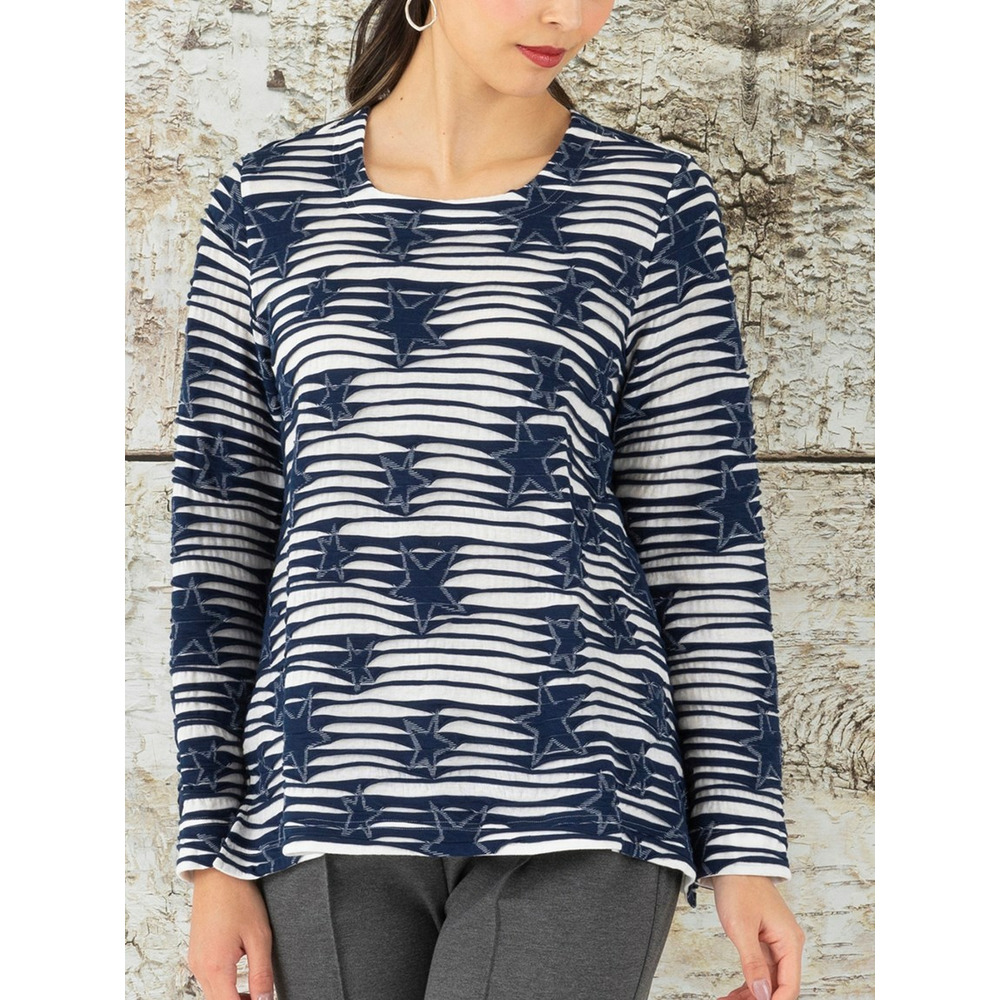 タックジャカード ボーダースターTシャツ1