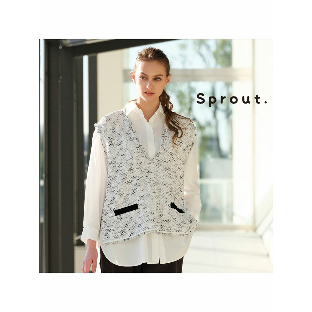 【Sprout.】リップルスラブ　ニットベスト ホワイト1 1