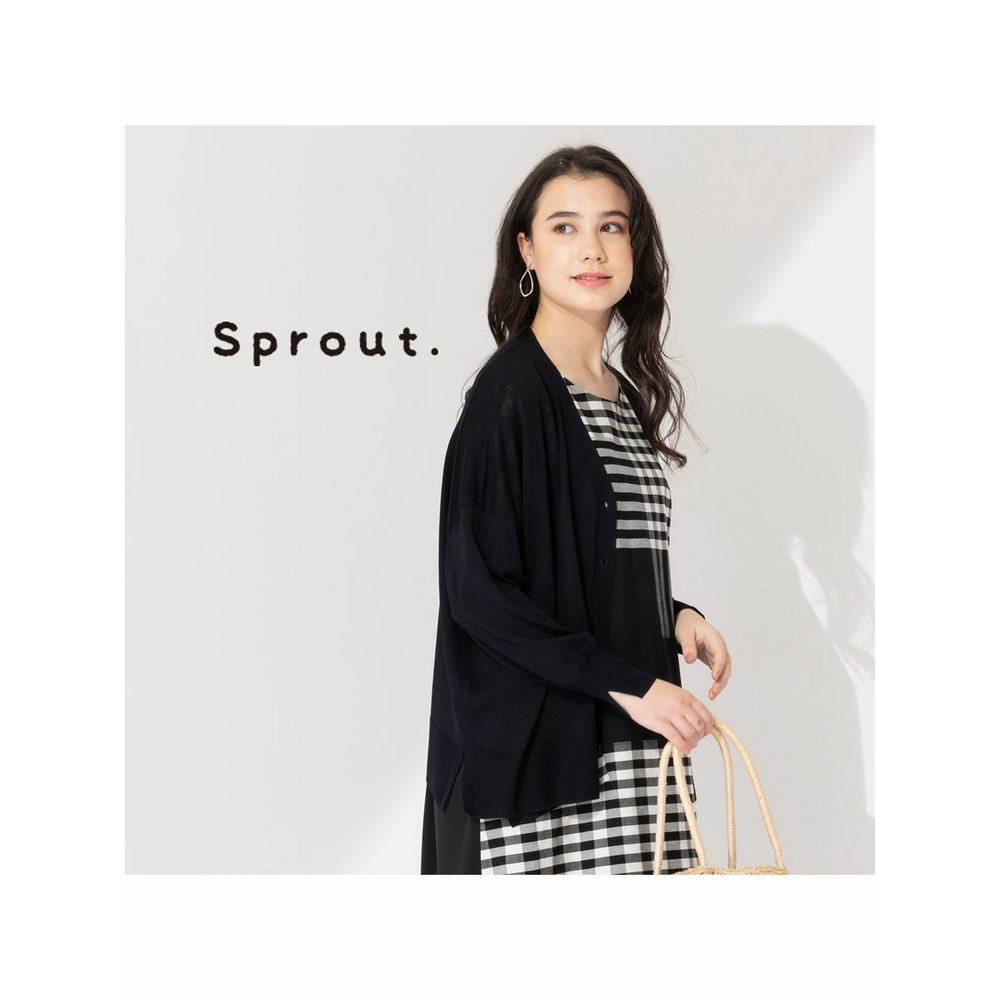 【Sprout.】ドロップショルダー　ニットカーディガン ブラック 1