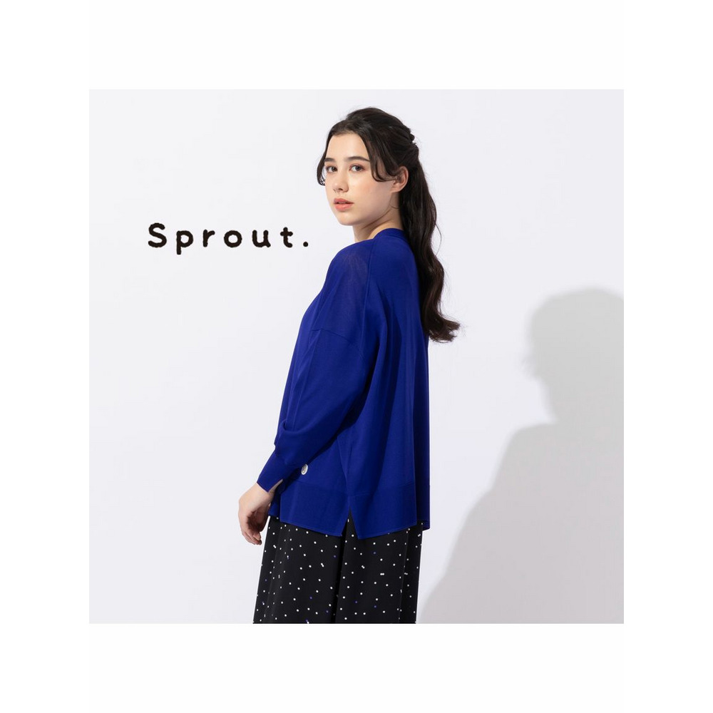 【Sprout.】ドロップショルダー　ニットカーディガン ブルー 1