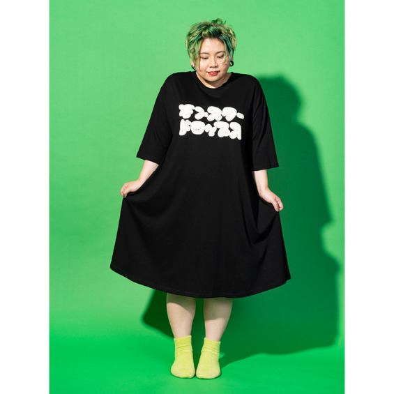 Tシャツワンピ モコモコバブルロゴ 大きいサイズ レディース【アリノマ/Alinoma】 Tシャツワンピ モコモコバブルロゴ 大きいサイズ レディース【アリノマ/Alinoma】