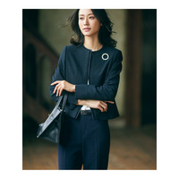 【セットアップ対応】シャインツイードストレッチ ノーカラー ジャケット