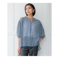 【洗える】Ratti コラージュプリント ギャザー ブラウス