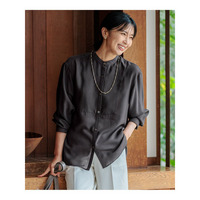 【Oggi10月号掲載/洗える】ウールシアービエラ バンドカラー シャツ