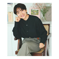 【Oggi10月号掲載/洗える】ウールシアービエラ バンドカラー シャツ