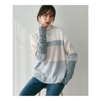 【Oggi1月号掲載/洗える】ウールカシミヤ カラーブロック ニット