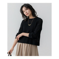 【洗える】コットンギマ ストライプ ニット