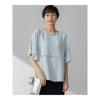 【吸水速乾/UVカット/接触冷感】ストレッチジョーゼット  ケープデザイン カットソー