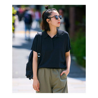 【洗える】レーヨンポリエステルストレッチ フレンチスリーブ ポロニット