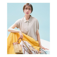 【洗える】レーヨンポリエステルストレッチ フレンチスリーブ ポロニット
