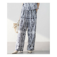【洗える】Rattiドローイングペイズリープリント ワイド パンツ