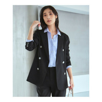 【洗える】リネンレーヨンストレッチ ダブル ジャケット