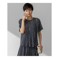 【接触冷感/吸水速乾】ペインティングプリント ブラウス