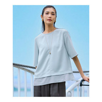 【吸水速乾/UVカット/接触冷感】ストレッチジョーゼット シアーコンビ カットソー