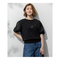 【洗える】シアーチェッククロスコンビ ニット