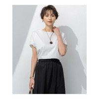 【汗じみ防止/洗える】スムースデザイン フレンチスリーブ Tシャツ