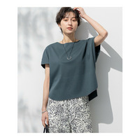 【汗じみ防止/洗える】スムースデザイン フレンチスリーブ Tシャツ