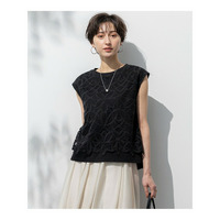 【洗える/汗じみ防止加工】エンブロイダリージャージー フレンチスリーブ カットソー