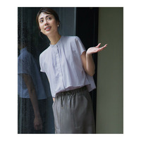 【撥水加工/洗える】シアーナイロンツイル レイヤード ブラウス