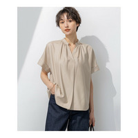 【接触冷感/UVカット】ドライスラブストレッチ スキッパー ブラウス