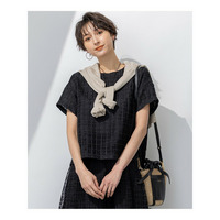【洗える】Broche チェック レース ブラウス