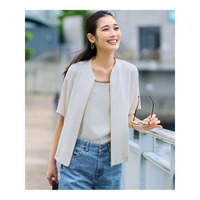 【一部店舗限定/吸水速乾/UVカット/接触冷感】ストレッチジョーゼット フレンチスリーブ ブルゾン