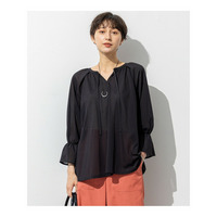 【洗える】クリアトリコットジャージー ギャザーデザイン カットソー