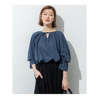 【洗える】クリアトリコットジャージー ギャザーデザイン カットソー