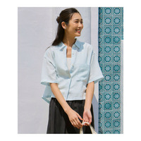 【Oggi7月号掲載/洗える】LIBECOリネン クロップド デザイン シャツ