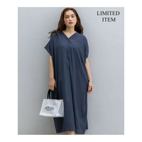 【Lサイズ限定/接触冷感/速乾性/洗える】エアリーブライトローン Vネックワンピース