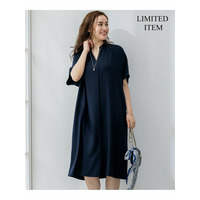 【Lサイズ限定/吸水速乾/UVカット/接触冷感/】ストレッチジョーゼット 半袖ワンピース