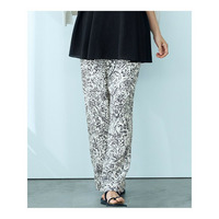 【洗える】アンティークフラワープリント ワイド パンツ