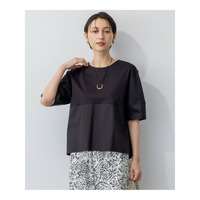 【洗える】シルエットスムースコンビ バックフレア カットソー