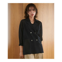 【洗える】シアー ダブルブレスト ニット ジャケット