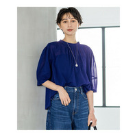 【洗える】クリアトリコットジャージー ギャザーフォルム カットソー