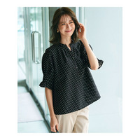 【WEB&一部店舗限定/洗える】ドットプリント サッカー ブラウス