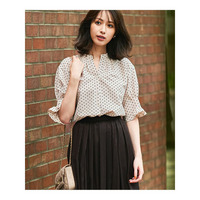 【WEB&一部店舗限定/洗える】ドットプリント サッカー ブラウス