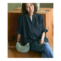 【WEB&一部店舗限定/洗える】ドットプリント サッカー ブラウス