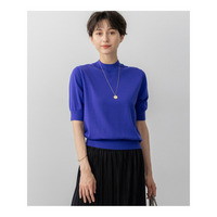 【洗える】サステナブルウール モックネック 5分袖 ニット