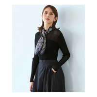 【洗える】シアーリブハイネック ニット